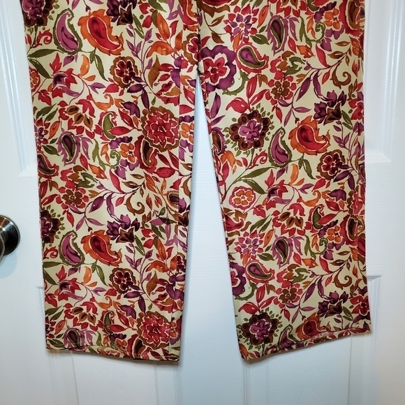 Ralph Lauren Sport Womens Size 10 Red Beige Floral Silk Pants - Picture 3 of 12
